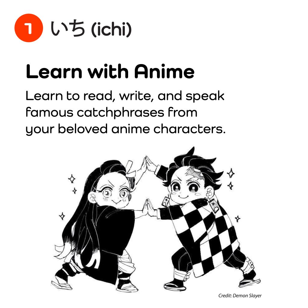 Learn to read, write and speak Japanese with your favourite anime, manga or other real-world Japanese cultural pieces! It's your choice